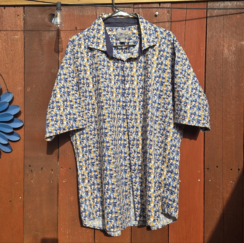 Paulo Solari Button Up Shirt XXL 2XL Performance Stretch Modern Fit Short  (7)